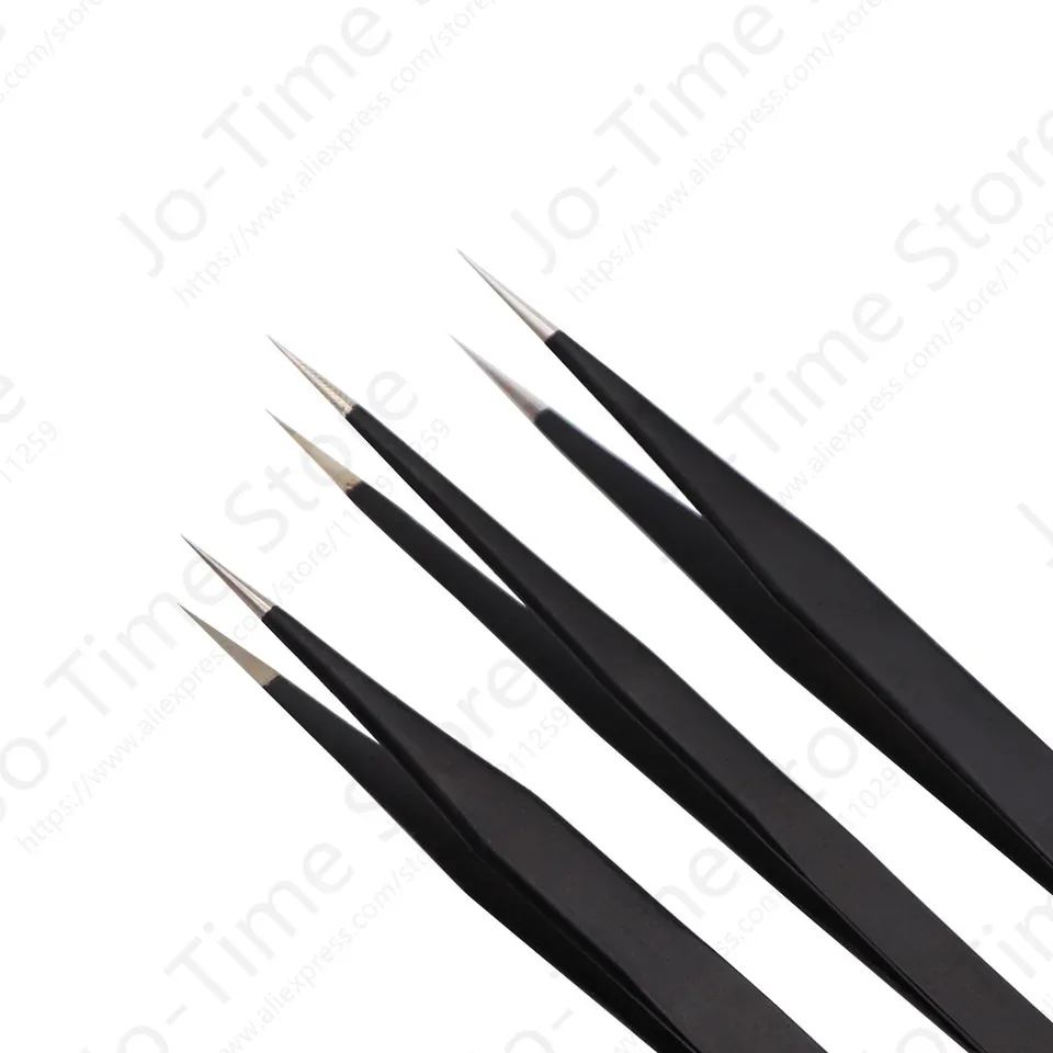 Juego de herramientas de reparación de relojes, pinzas de aleación de acero inoxidable, antiestáticas para trabajos de precisión, 6 uds.