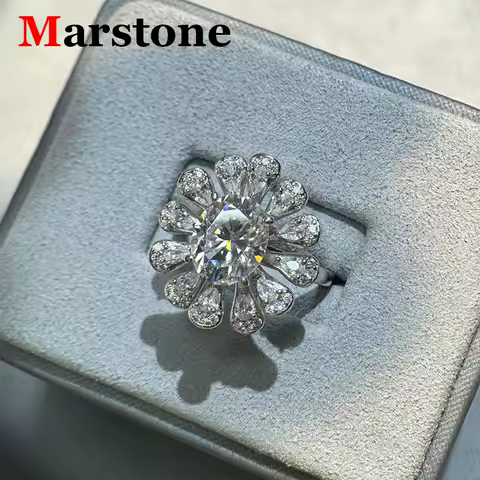 3CT Pigeon Egg Moissanite 925 Sterling Silver Women's Ring 18K White Gold Oval Rings Fine Jewelry for Women Lady