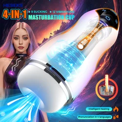 HESEKS Automatic Masturbation Cup Sucking Intelligent Sound Heating Simulation Channel Male Vibrator Sex Masturbation for Men