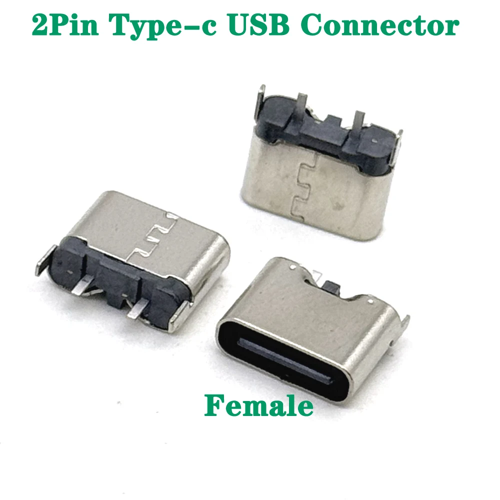 

2Pin Type-c USB Connector Female Port Jack Solder Plug SMD SMT Android Phone Data Charging Socket Micro USB DIY Repair Adapter