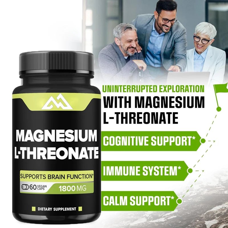 L-Threonate Magnesium Capsules 12% Purification -1800 mg -60 capsules - Provides 216 mg of elemental magnesium