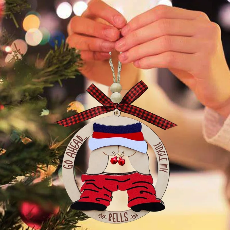 زينة عيد الميلاد الفريدة للبالغين، هدايا التبادل الممتعة، زخارف شجرة قبيحة خشبية شقية، تماثيل سانتا القذرة #2