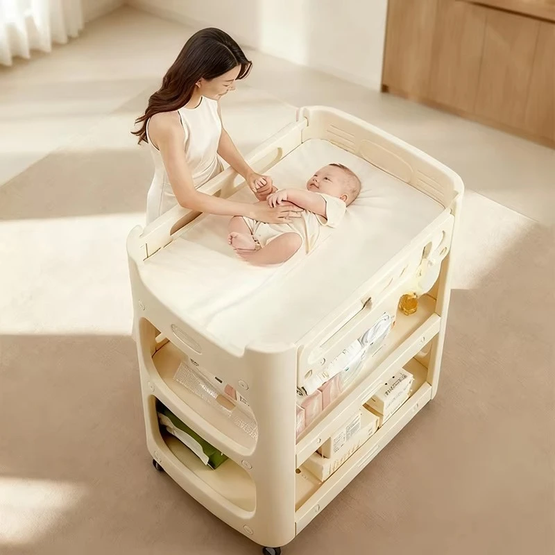 Vsh Plastic Baby Care Diaper Changing Desk Standing Baby Bath with Changing Desk and Large Organizer