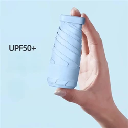 1PC Folding Travel Umbrella 6 Ribs Lightweight Compact Pocket Umbrella Windproof Rainproof with Capsule Storage for Daily Life