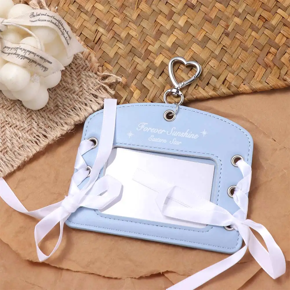 Kawaii Korean Idol Balletcore Photocard Holder DIY Korean Style PU Photocard Holder Protective Case INS Bus Card Holder School