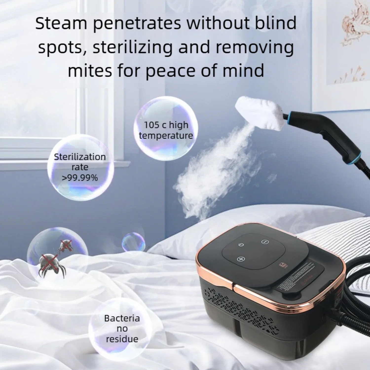 Steam Cleaner, 1500W, 4 Bar,1250ml Tank, 6-Level Adjustable and 15s Heat-Up, Portable Steamer for Home, Tile, Dirt,Car Detailing