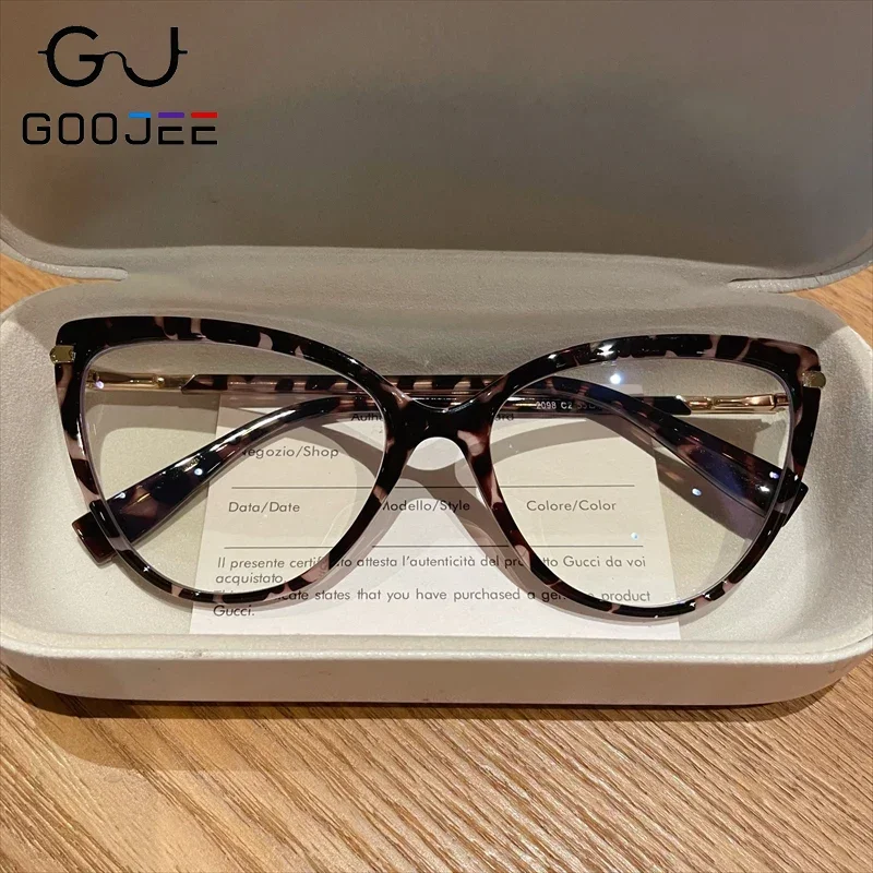 

GOOJEE New Fashion Anti Blue Light Reading Glasses Cat eye Customize Progressive Prescription Glasses Myopia Hyperopia Eyewear