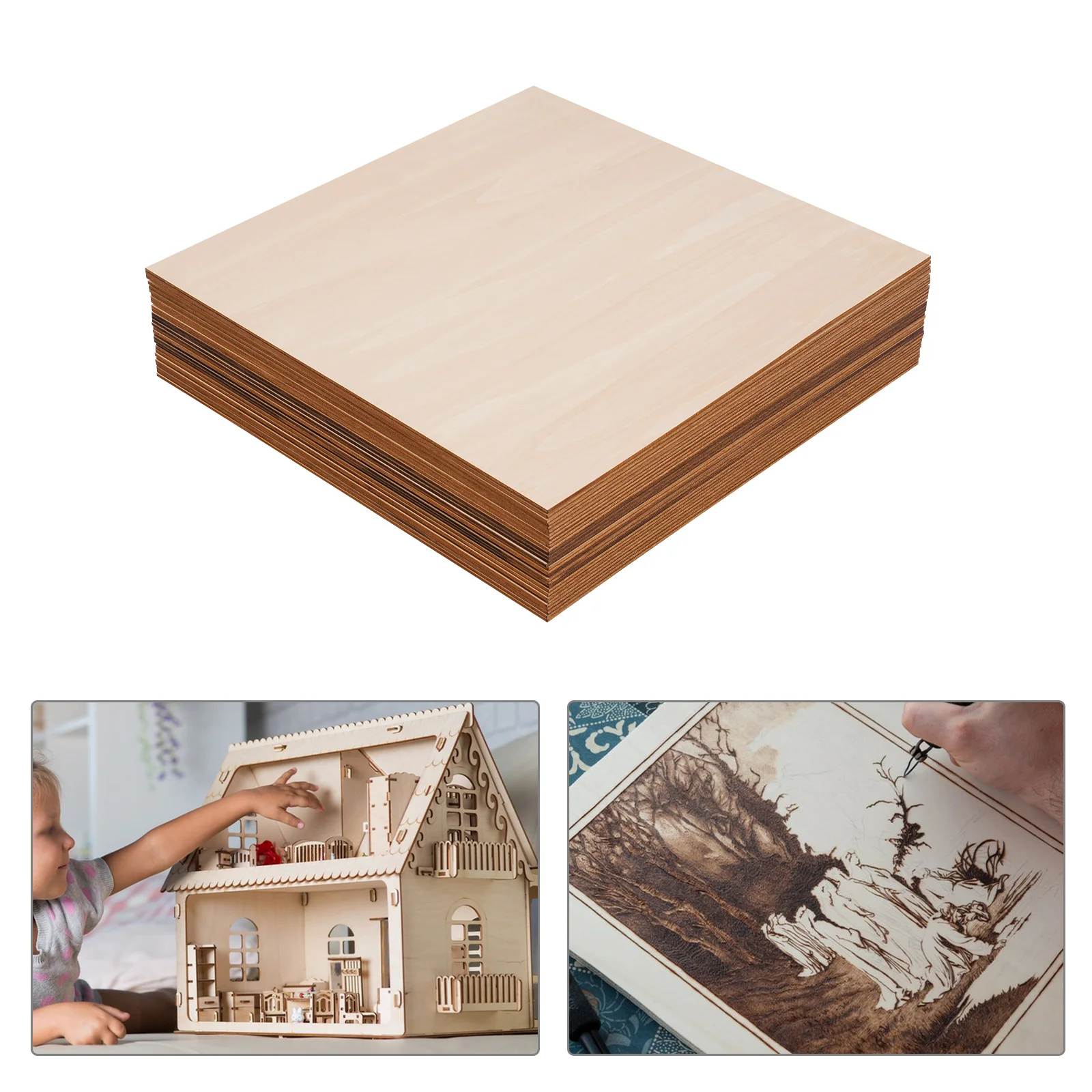 Feuilles de tilleul 40x40cm, 30 pièces, panneaux de contreplaqué rectangulaires en bois vierge pour bricolage, artisanat et travail du bois