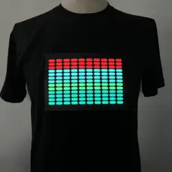 Hot Sale Christmas Party Sound Active Light Up LED EL Panel Sound Activated Flashing LED Panel T-shirt