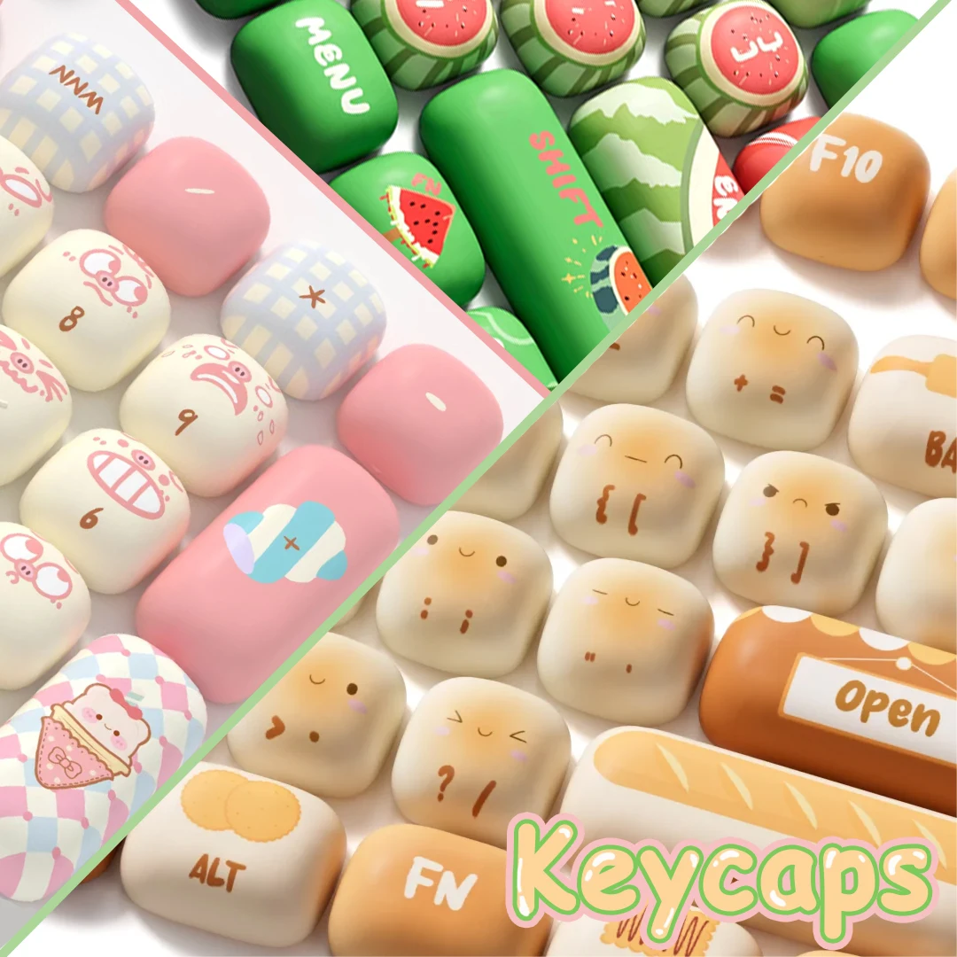 Tapa de teclado con tema de dibujos animados kawaii, 138 teclas, resistente al desgaste, sublimación térmica personalizada, accesorios para teclado