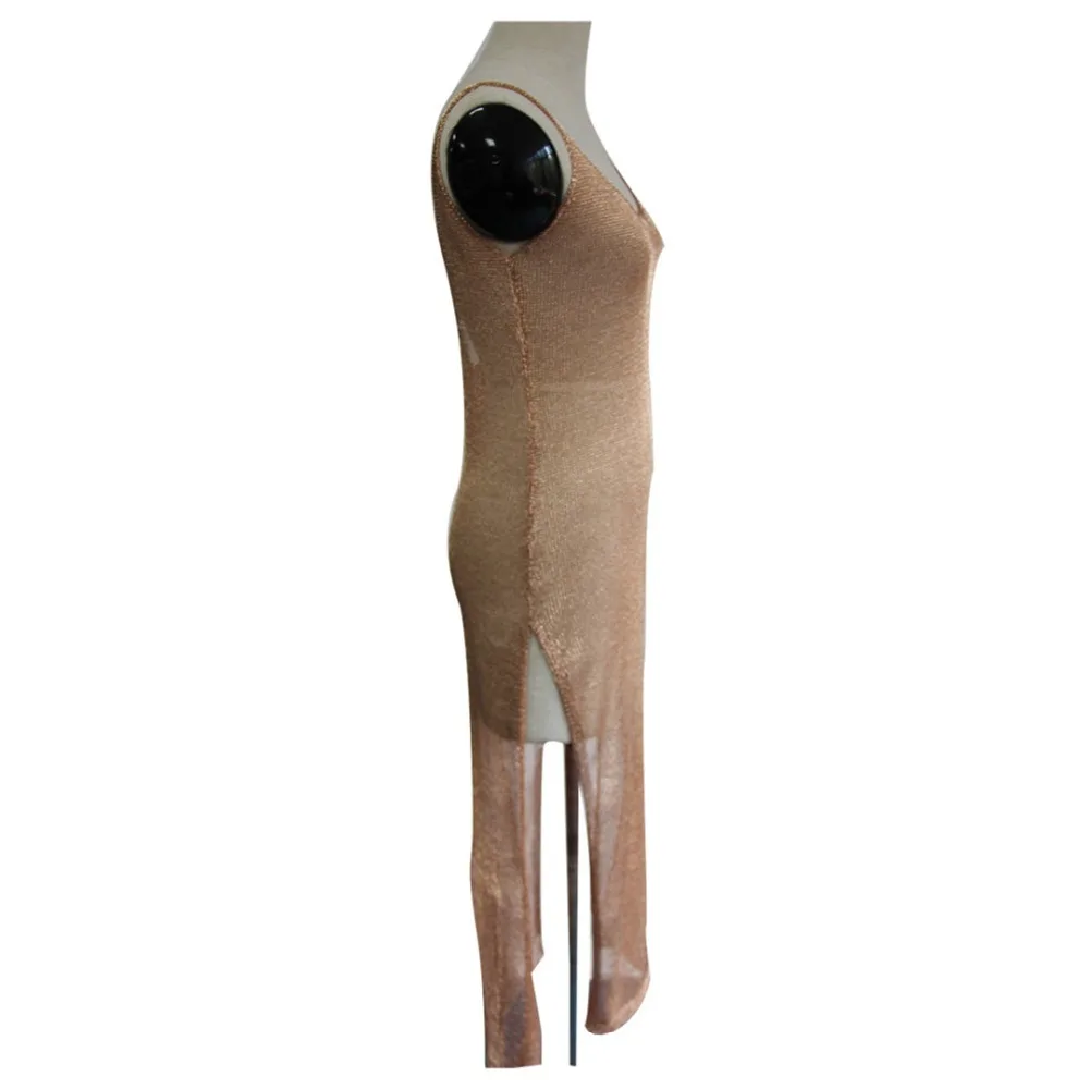 Sexy, durchsichtiges Netzstoff-Tunika-Strandkleid mit Glitzer, langes Strandkleid, Strandmode, Damen-Robe V651 – Detail 39