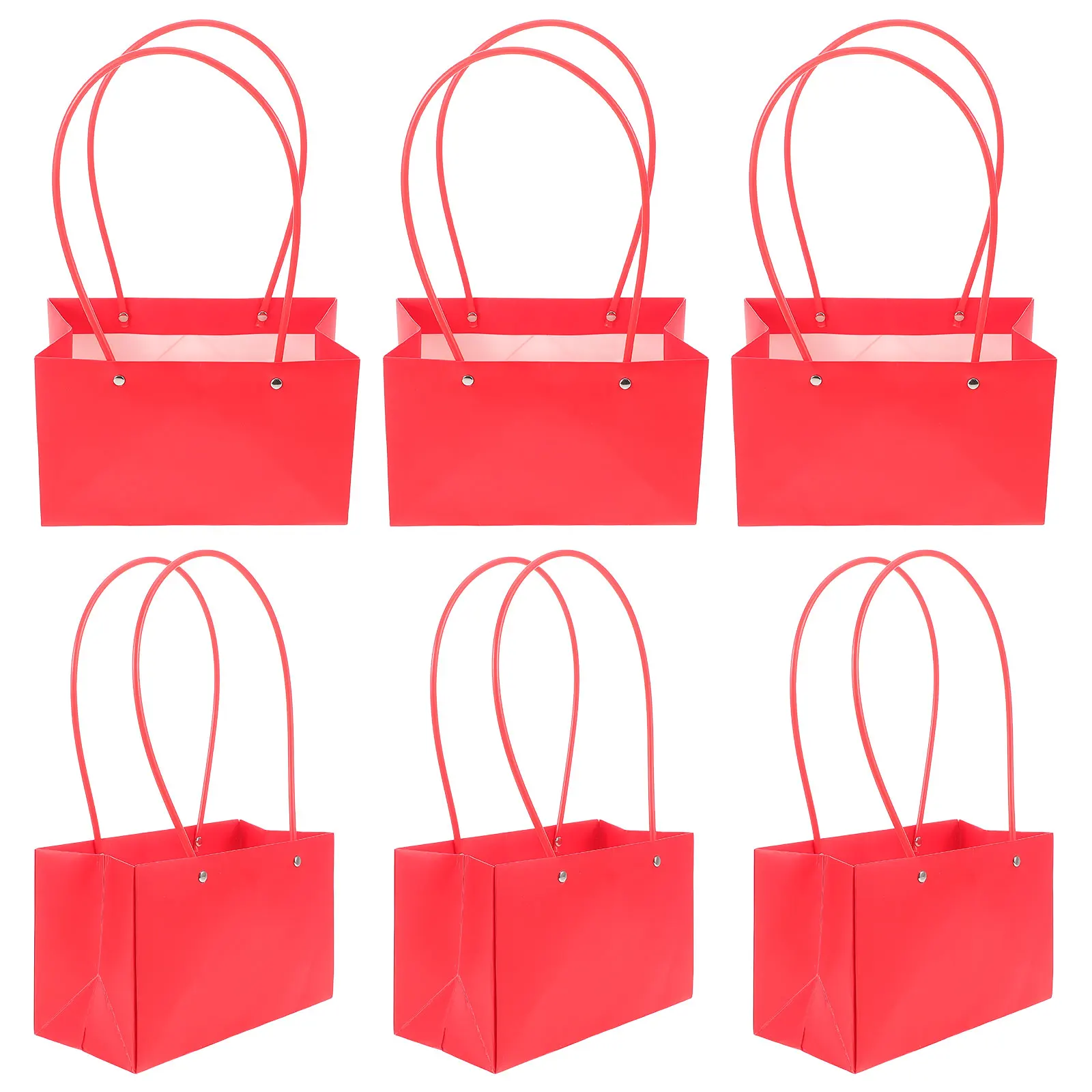 

6 Pcs Waterproof Flower Basket Paper Bag 22x10x13.5cm Kraft Gift Box Dried Flowers Plant Decor Travel Vase Packaging
