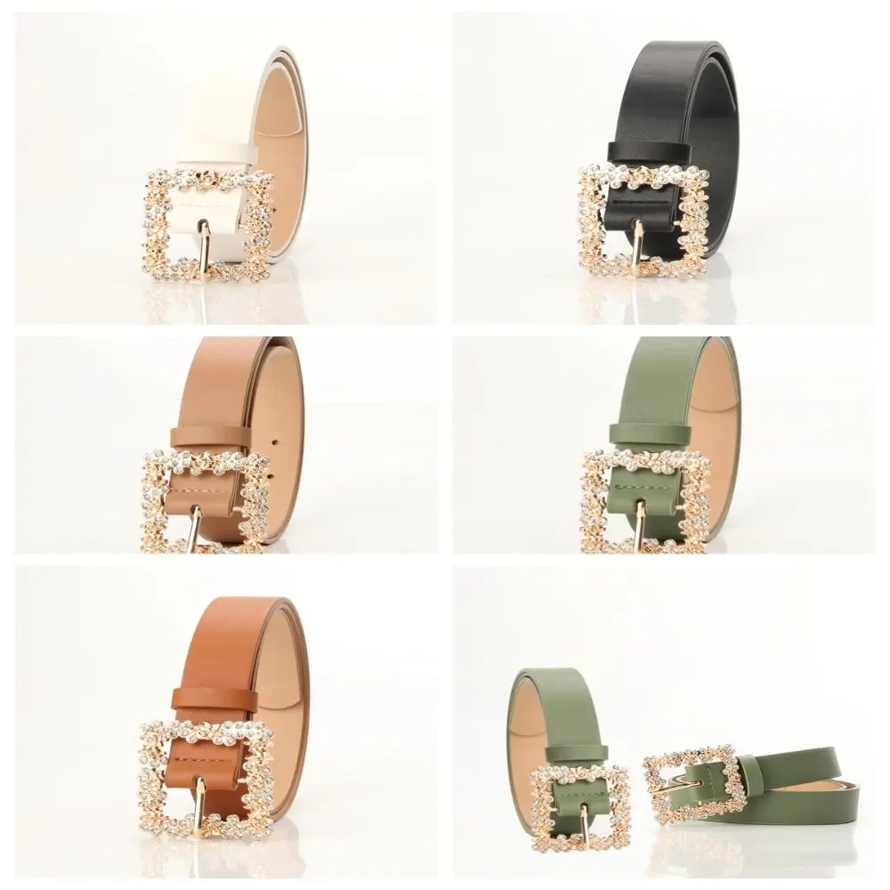 PU Leather Metal Buckle Belts Punk Korean Style Wide Women Waistbands Square Metal Buckle Solid Color Korean Waist Belts Female