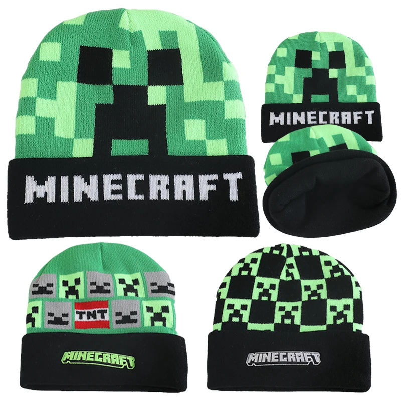 Minecraft الزاحف متماسكة قبعة للأطفال الشتاء الدفء الحياكة بيني لعبة بكسل الفن محبوك قبعة سميكة قبعة صغيرة الهدايا #1
