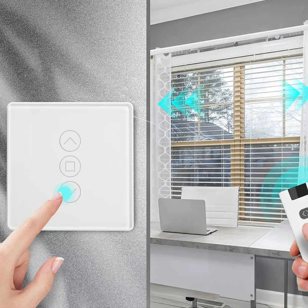 

Умный WIFI изогнутый переключатель для штор, голосовое управление, сенсорный переключатель для штор с дистанционным управлением RF433 для Alexa, для рулонных жалюзи