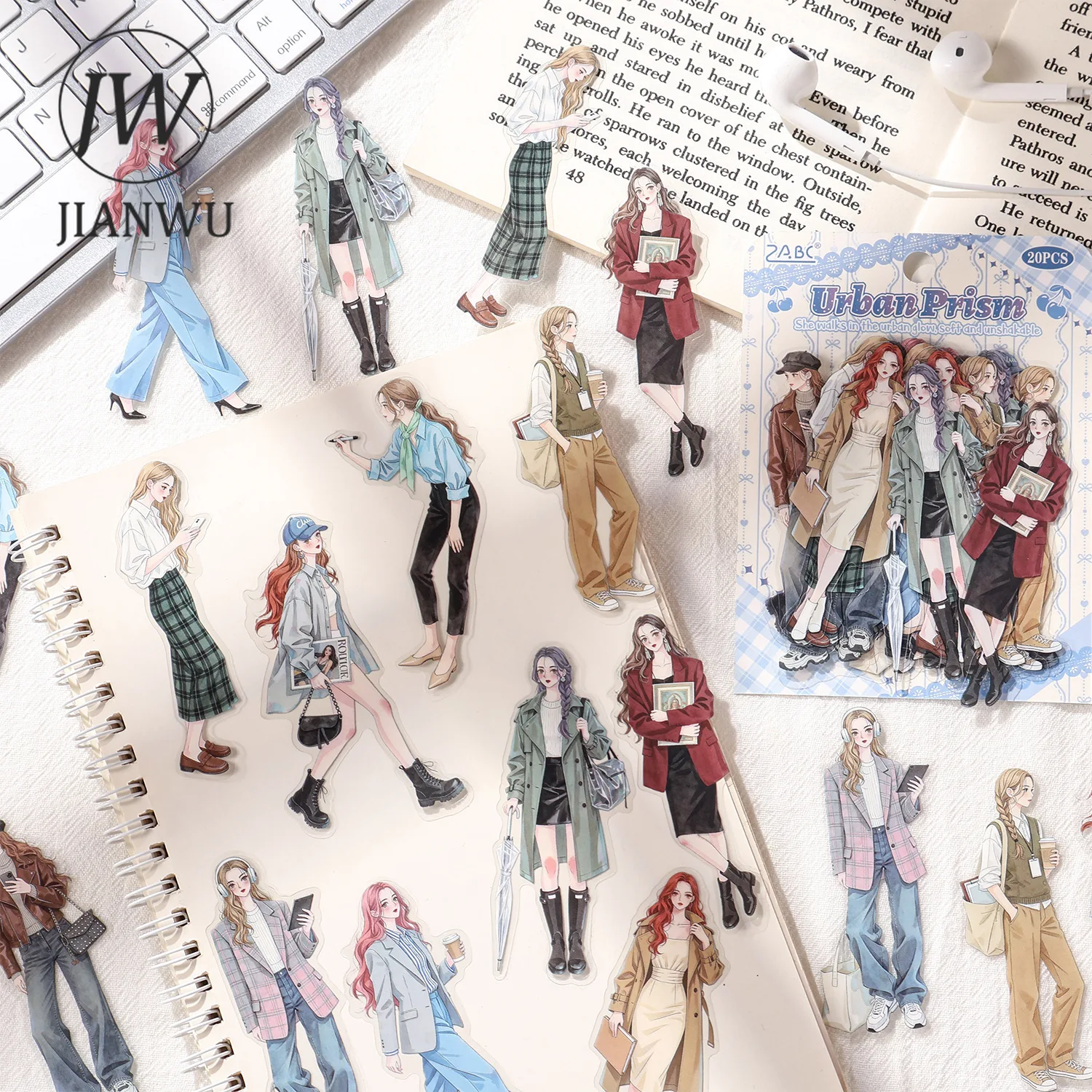 JIANWU Vintage Character Landscape Material Collage Scrapbooking PET Sticker Creative DIY Journal Stationery