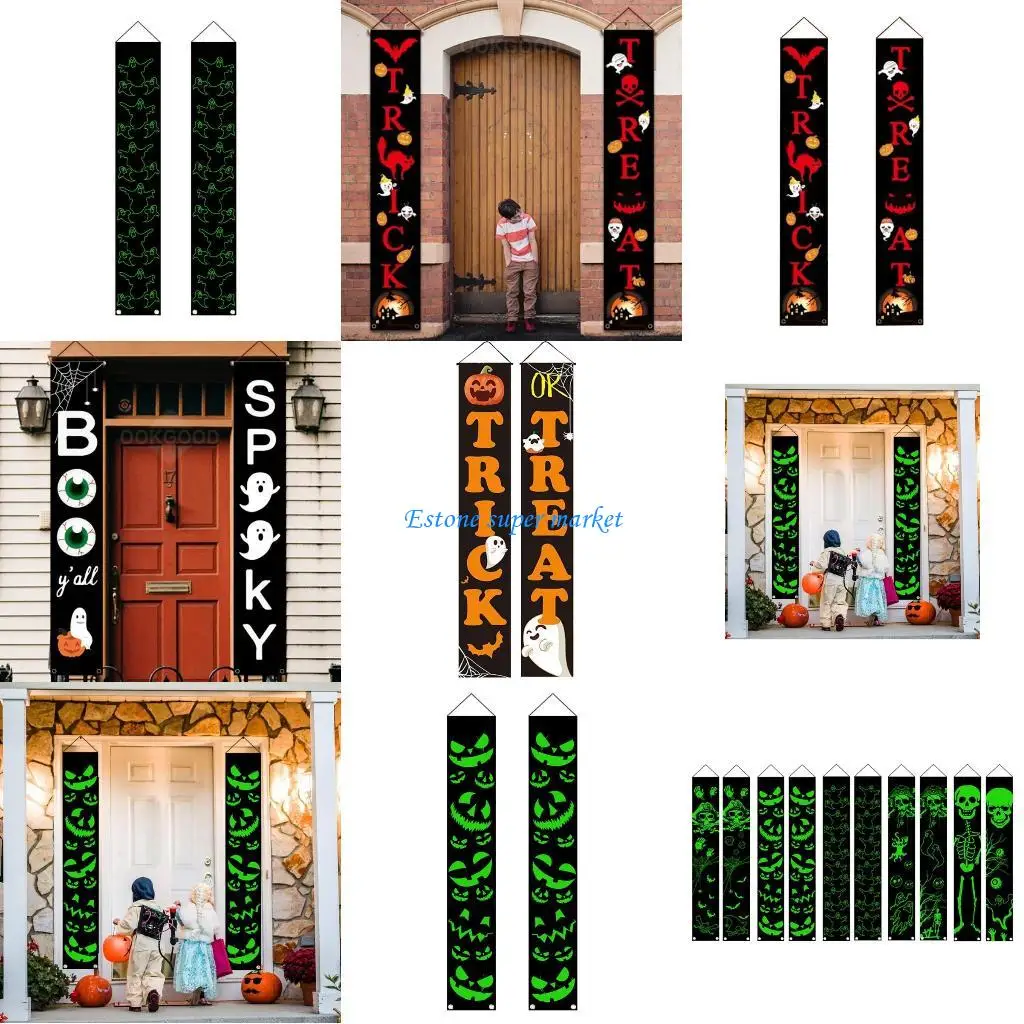 

090B 1 Pair Cartoon Luminous Halloween Flags Trick Supplies Accessories Party Favor