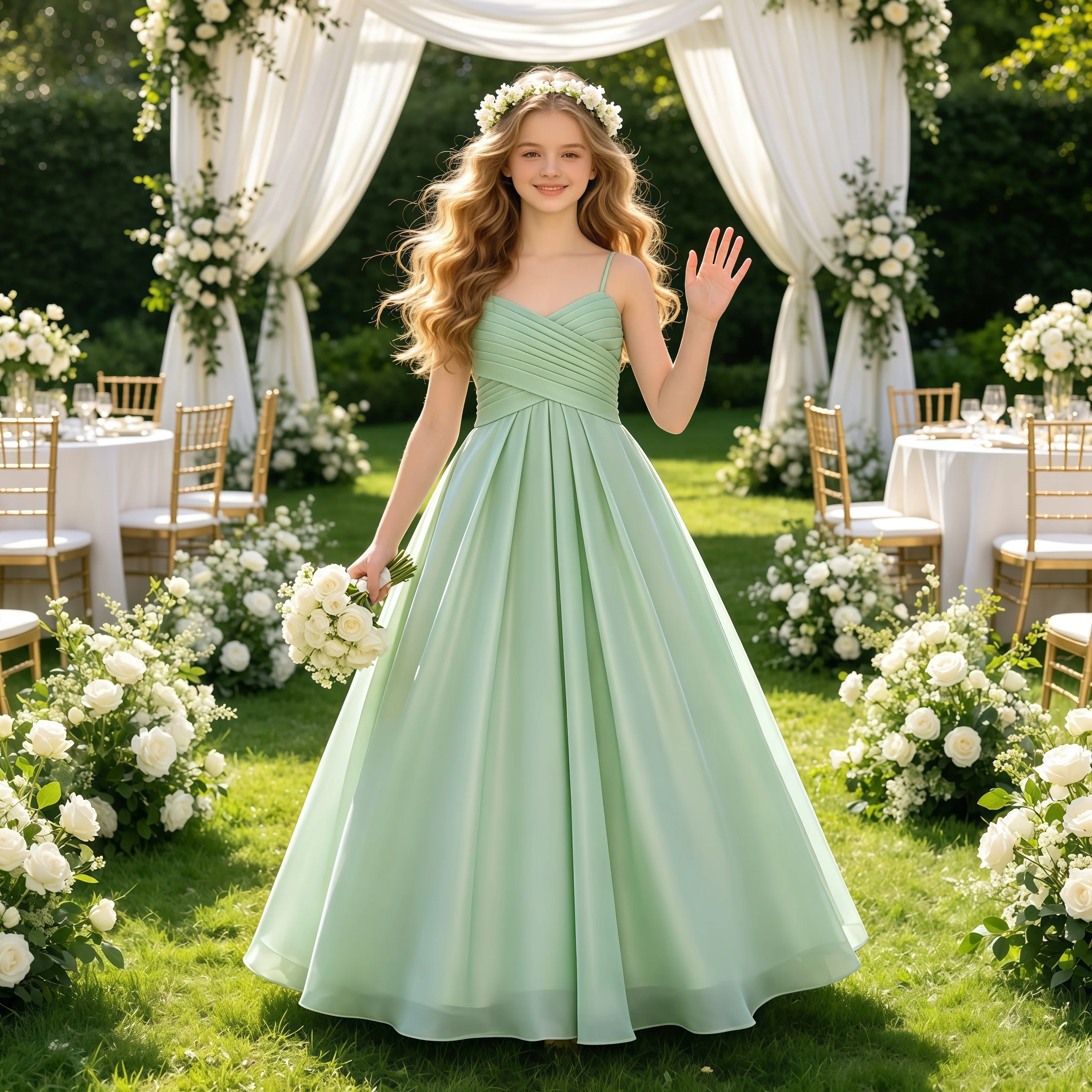 Elegant Bridesmaid Party Girls Dress Summer Wedding Baptism Princess Evening Dresses for Girl Gala Graduation Ceremony Prom Gown