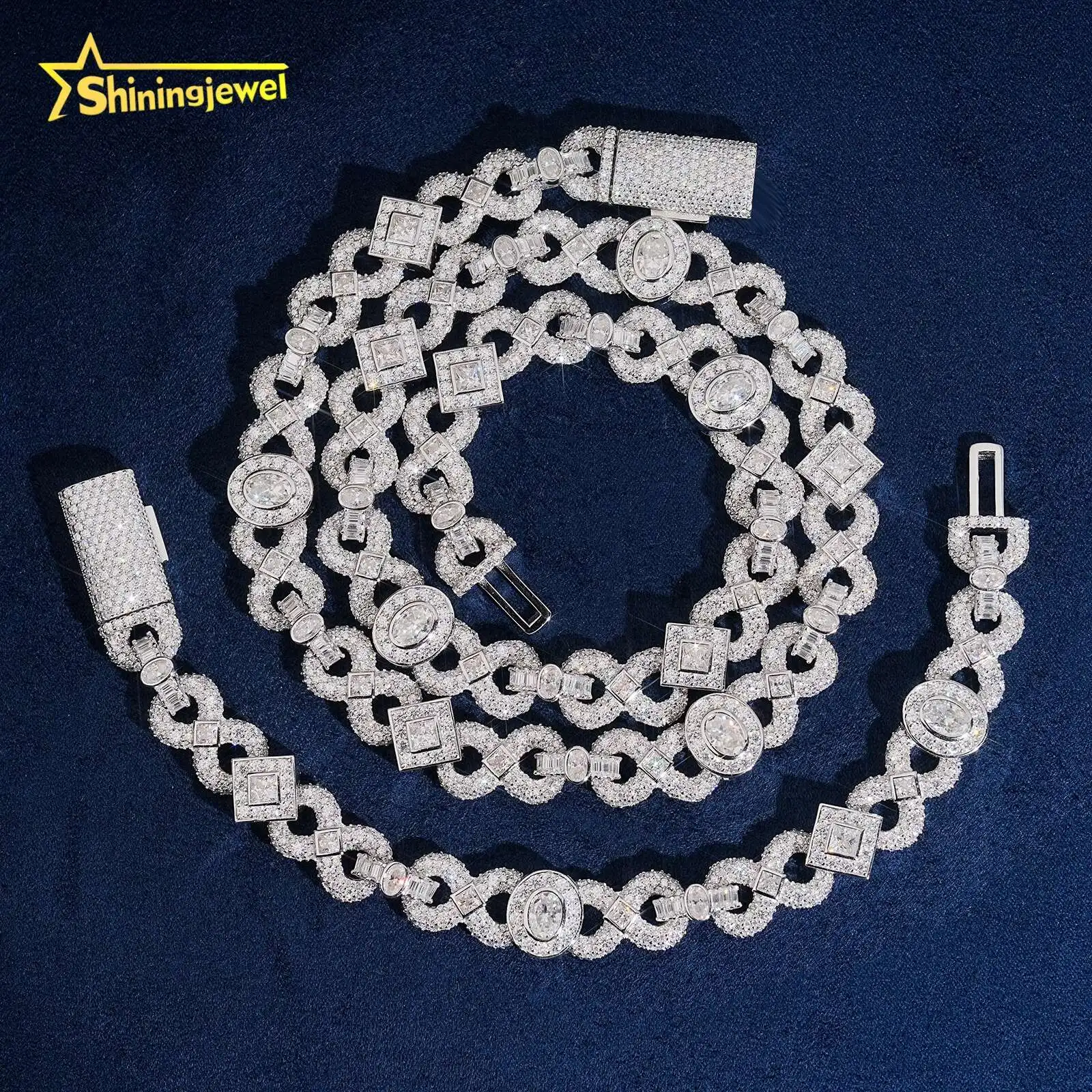 Fine Hip Jeweley Hop Jewelry Men Iced Out Cuban Link Chain 11.5mm 925 Silver VVS Infinite Chain Bezel Setting Cuban Link..