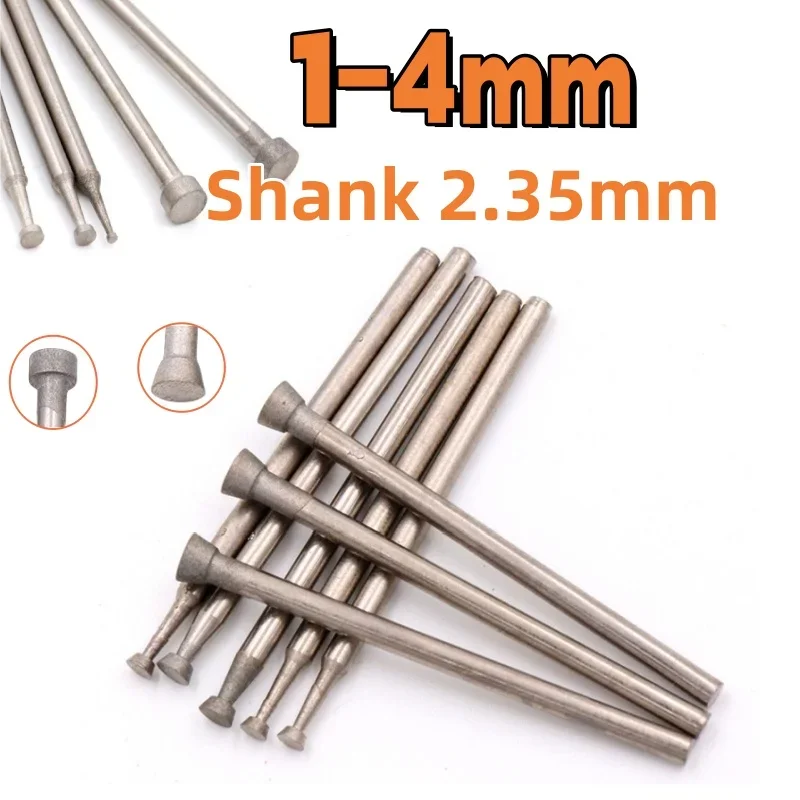 Diamond Grinding Head Shank 2.35mm Grinding Bit Accessory Burr Core Bits Grinding Head Rotary Tool Abrasive Tools E Needle