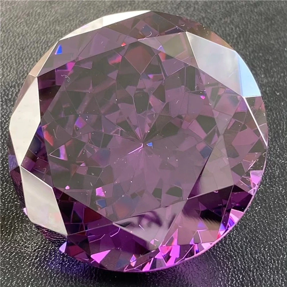 

60mm Synthetic Cubic Zirconia Round Cut Purple Gemstone For Decoration