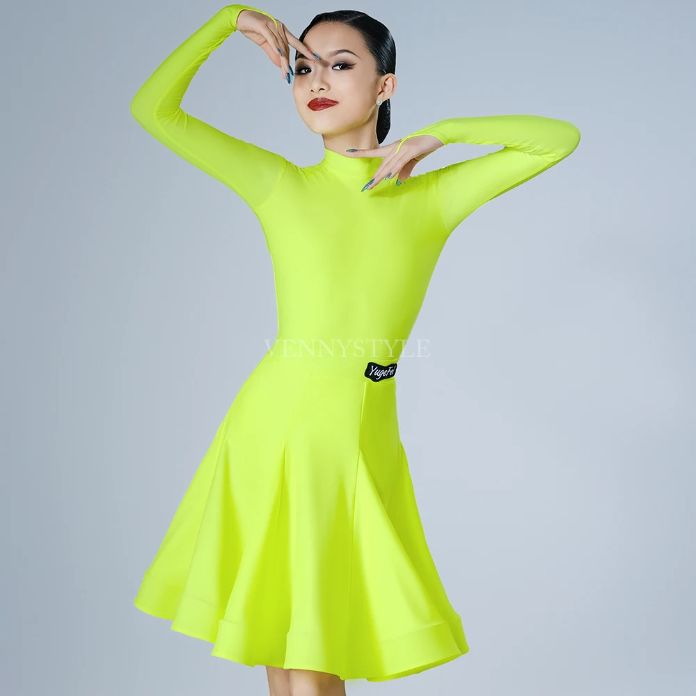 

Vennystyle Latin Dance Dress Girls Professional Competition Ballroom Customizable Performance Outfit Kids dance costumes