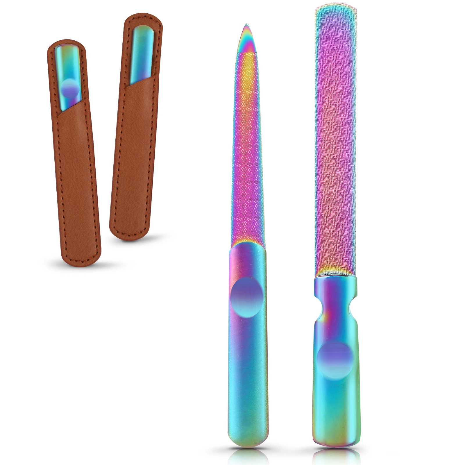 

2Pcs Stainless Steel Nail Files Double Sided Anti-Slip Handle Portable Manicure Pedicure Precision Filing Tools for Natural