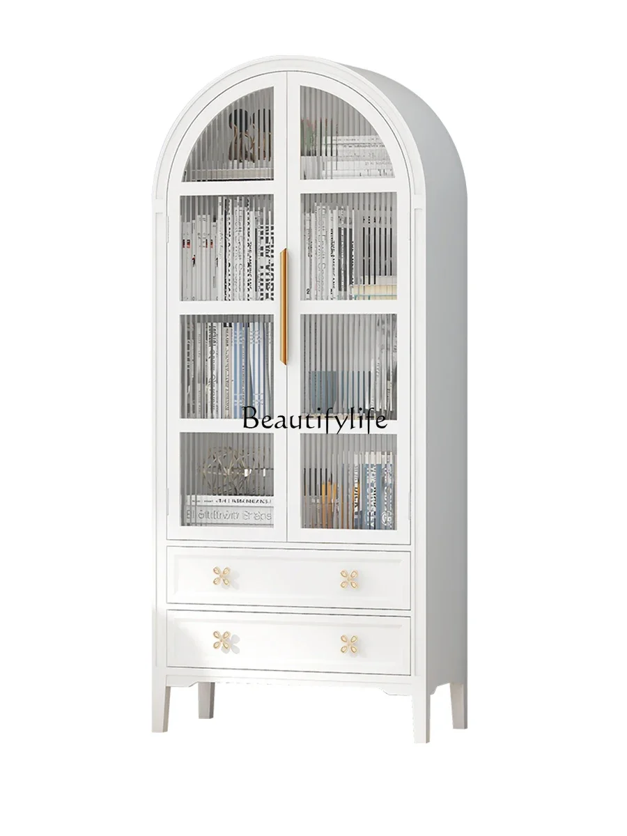 

Minimalist white storage cabinet combination living room decoration two-door storage cabinet