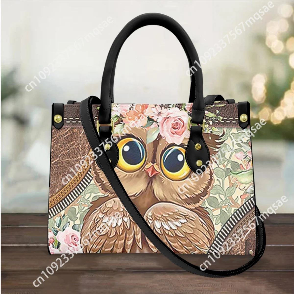 Women Bags Cute Owl with Rose Design Luxury Leather Female Cross Body Bags Woman Casual Small Messenger Bags for Ladies Bolsas