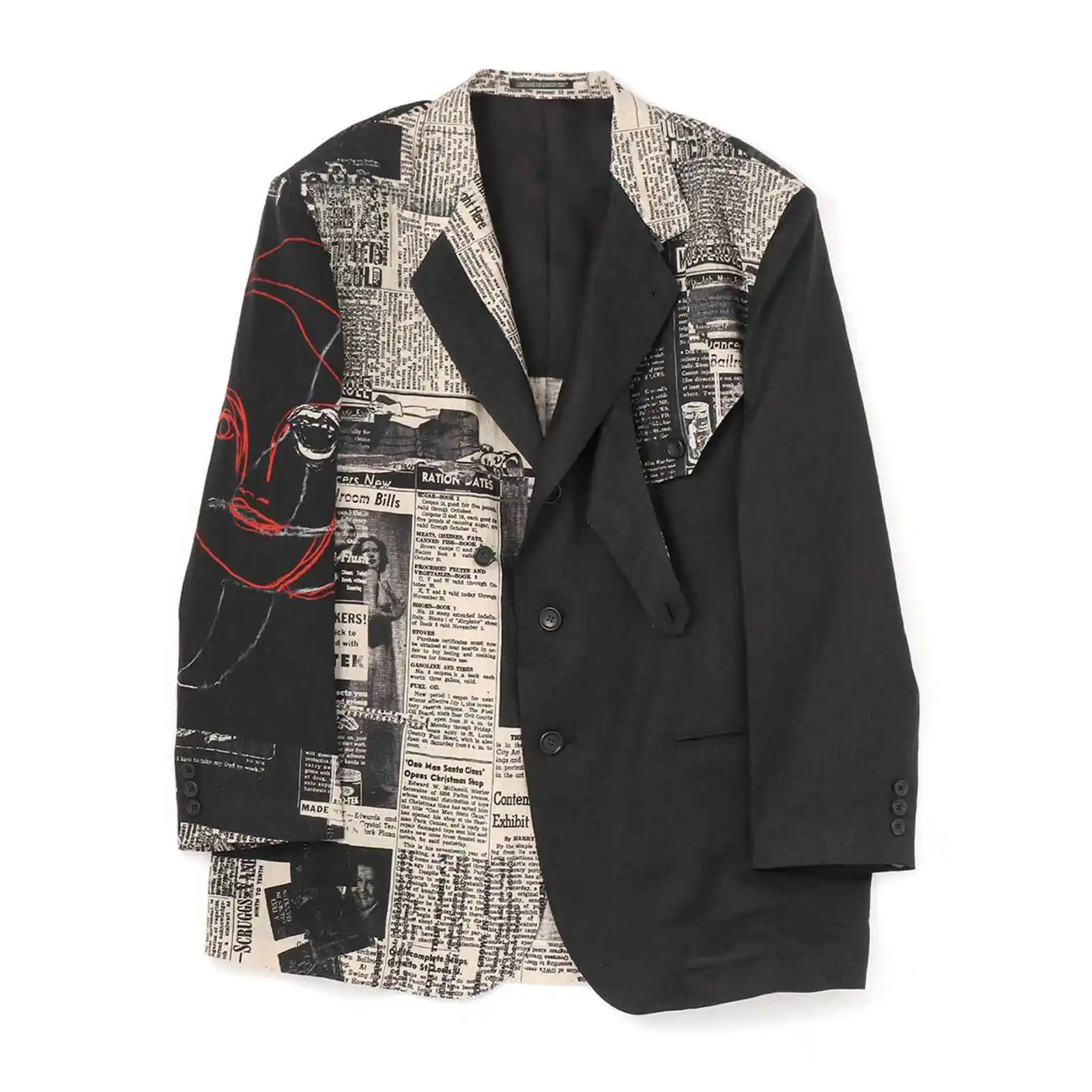 

TOP-YAMAMOTO original design patchwork printed blazer, loose casual jacket for men and women trendy
