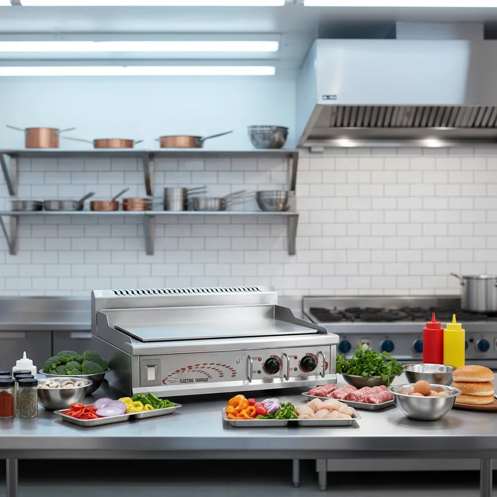 &Commercial Stainless Steel & Iron Electric Griddle Hot Plate Grill with 12mm Thickness Easy to Clean