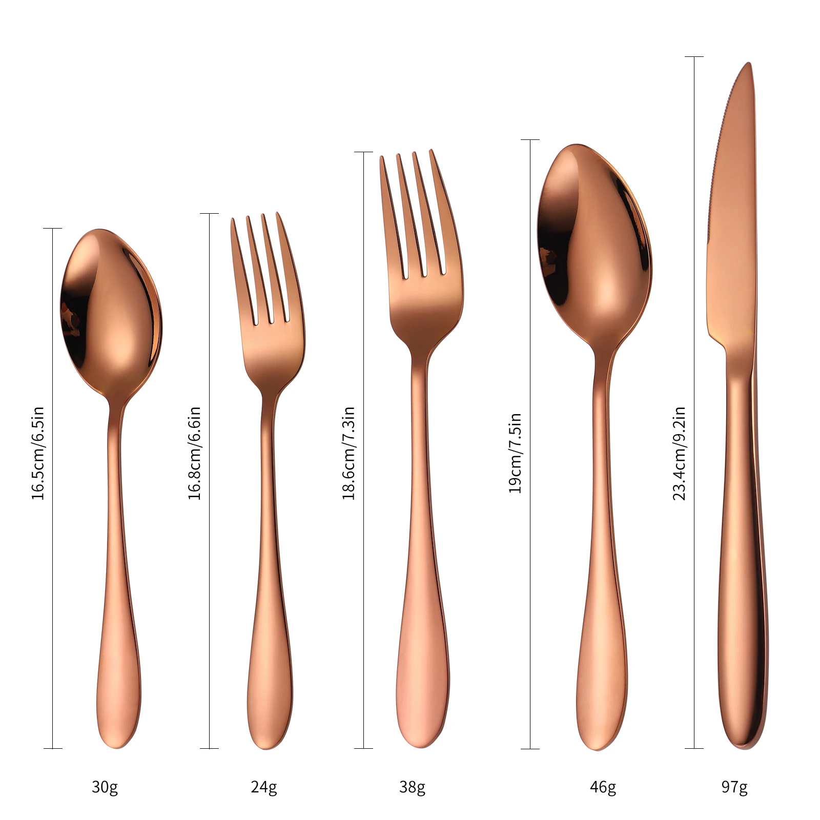 A · HOUSEWARE Flatware Set for 8 Rose Gold Stainless Steel Silverware 40 Pieces Eating Utensils Forks Spoons Knives Heavy Duty