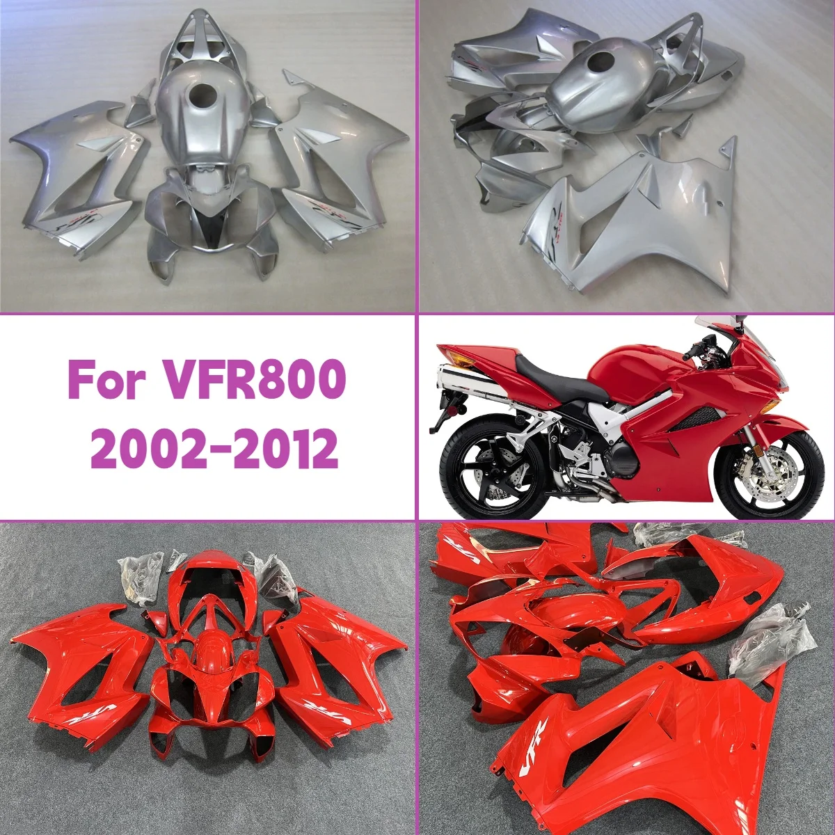 

Для 2002-2012 Honda VFR800 комплект обтекателей литые детали для литья под давлением 02-12 VFR 800 комплект обтекателей для мотоцикла