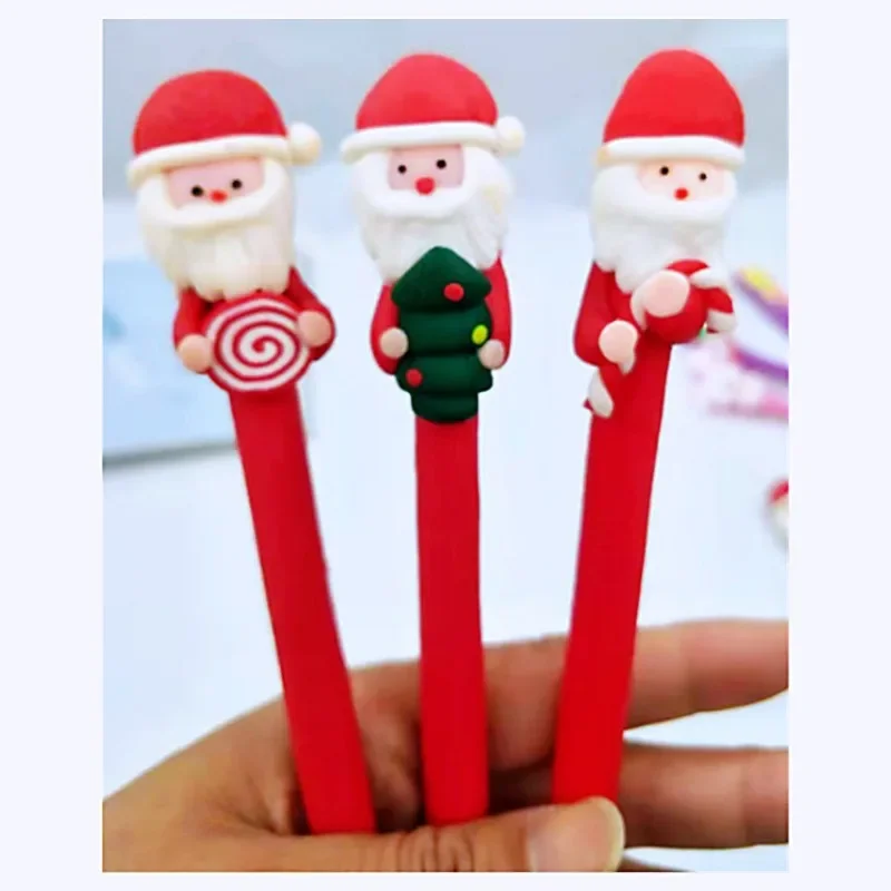 12Pcs Christmas novelty new Santa Claus office stationery, creative soft ballpoint pen