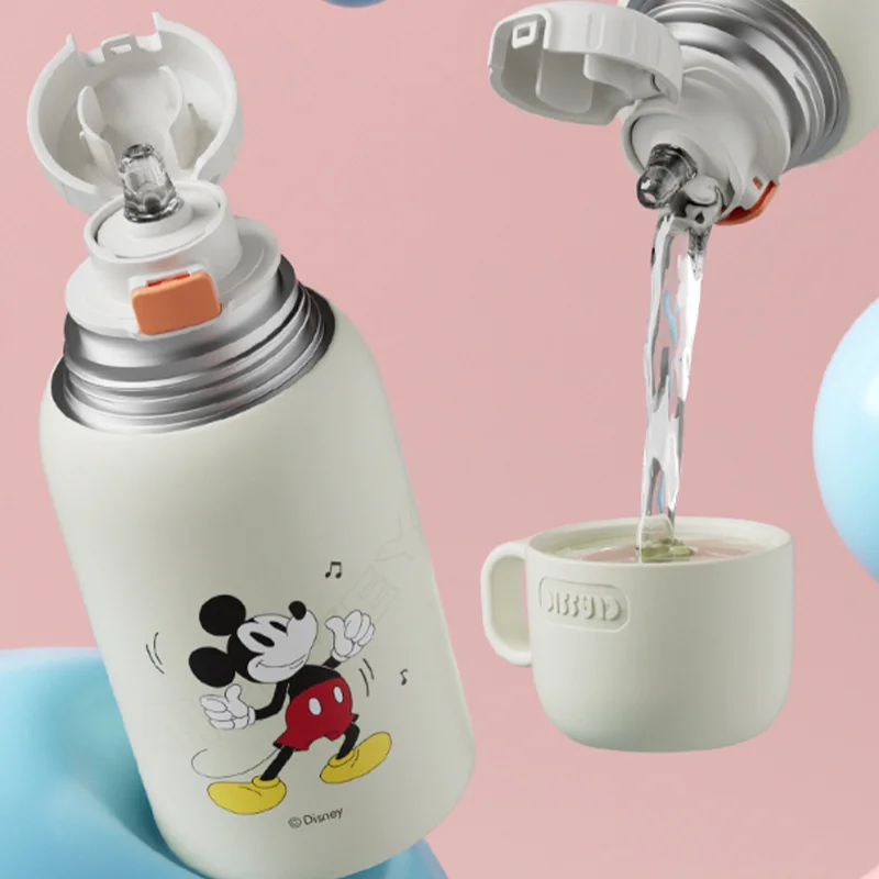 Disney Cartoon Mickey Mouse Thermos Cup Losto Keep Cold And Heat Water Bottle Leak-proof Stainless Steel Coffee Mug Kids Gift