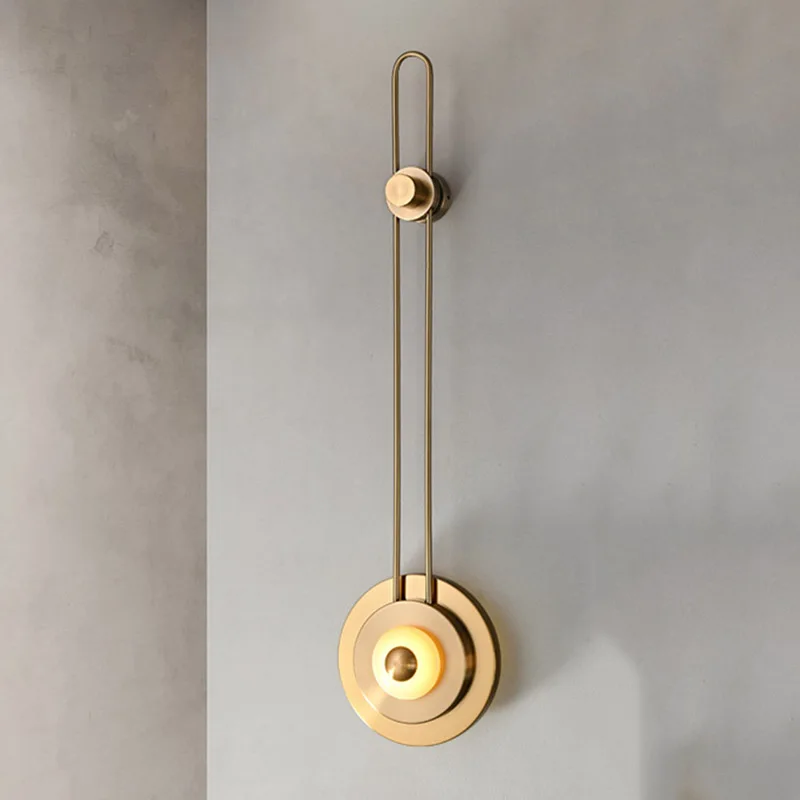 Modern Luxury Jade Wall Lamp Simple Metal Long Pole Creative Living Room Background  Led Bedside