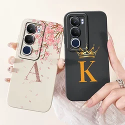 For Vivo Y19s 4G Case Crown Initial Letter Soft Silicone Proective Back Cover For Vivo V2419 Couqe for VivoY19S Y 19 s Fundas