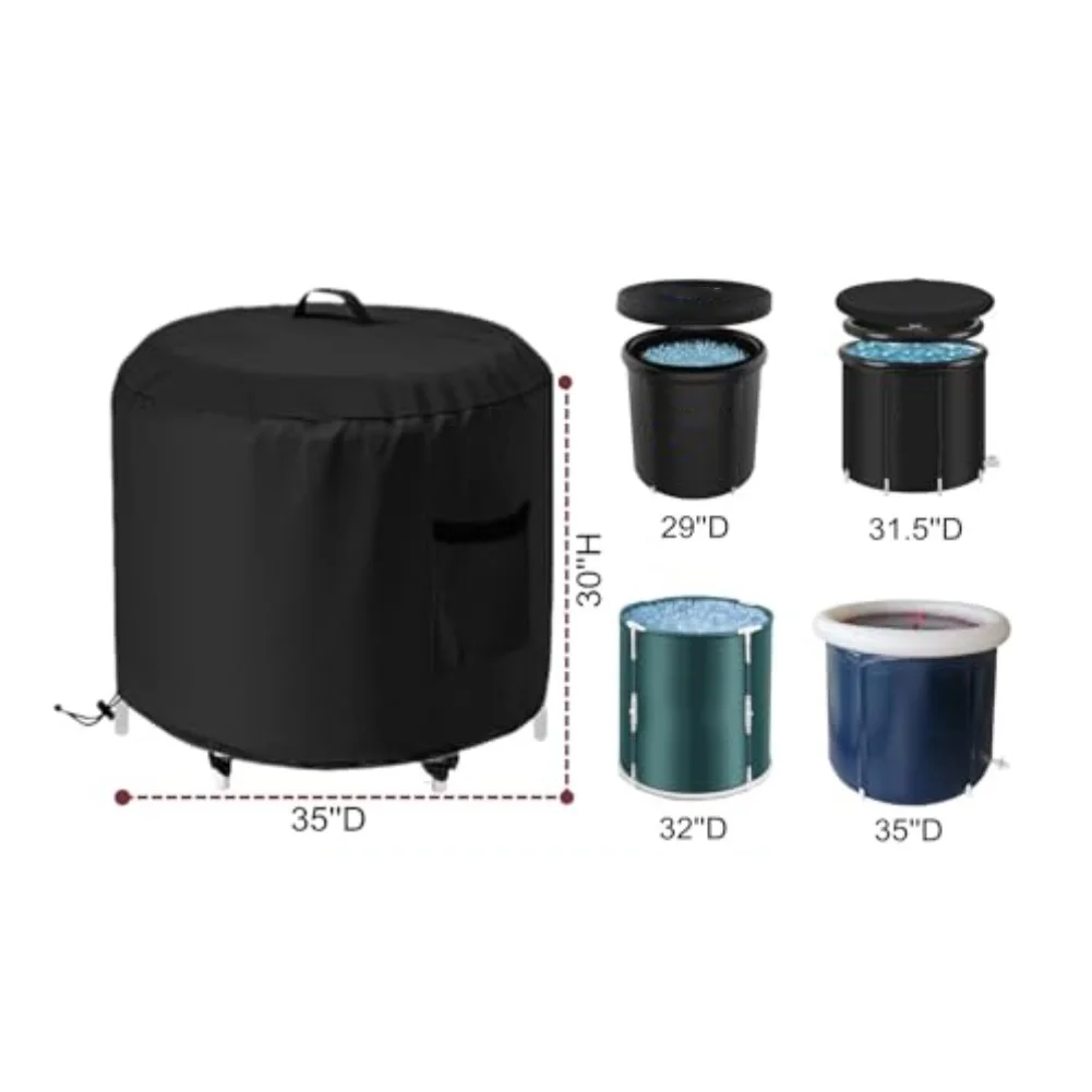 All Weather Ice Bath Cover Portable Cover Weather Protection Cover 35*35*30inch Outdoor Ice Bath Cover Heavy-Duty Handle