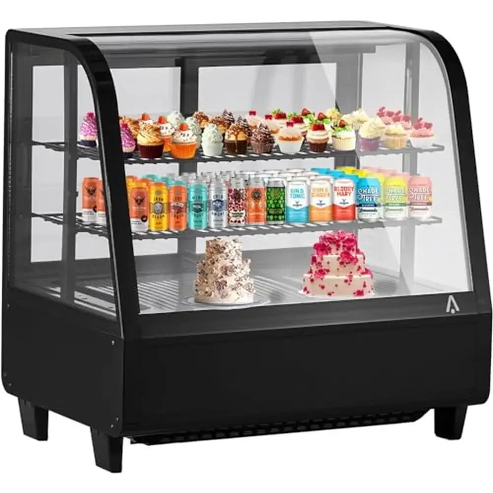 

Display Refrigerator Showcase Pastry Cake Storage LED Lighting Adjustable Shelf 3.5 Cu.FT Single Door Countertop Display Case