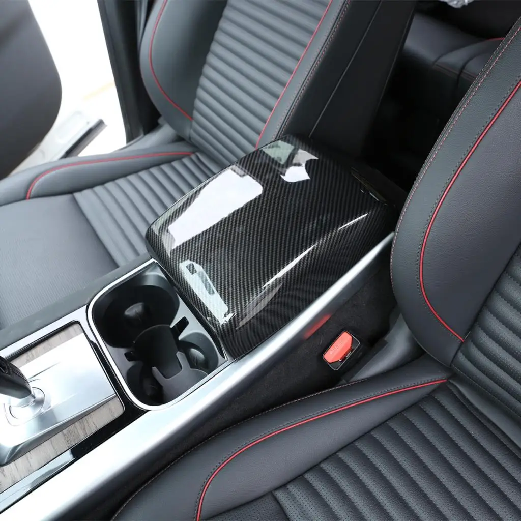 Suitable For 2020 Land Rover Discovery Sport Armrest Box Modification Protective Cover Carbon Fiber Pattern