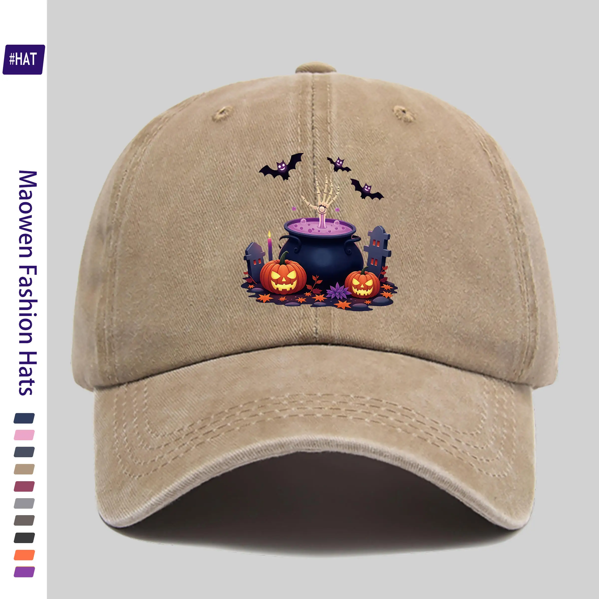 1pc Magic Crucible Skull Hand Pumpkin Tombstone Bat Cute Halloween Cartoon Painted Pattern Hot Stamped Printed