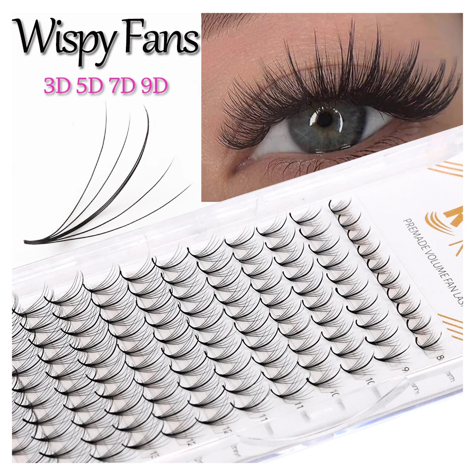 

Rujade 3D/5D/7D/9D Wispy Cluster Volume Lashes Thin Pointy Base Ultra Speed Wispy Spike Fans Russian Volume Eyelashes Extensions