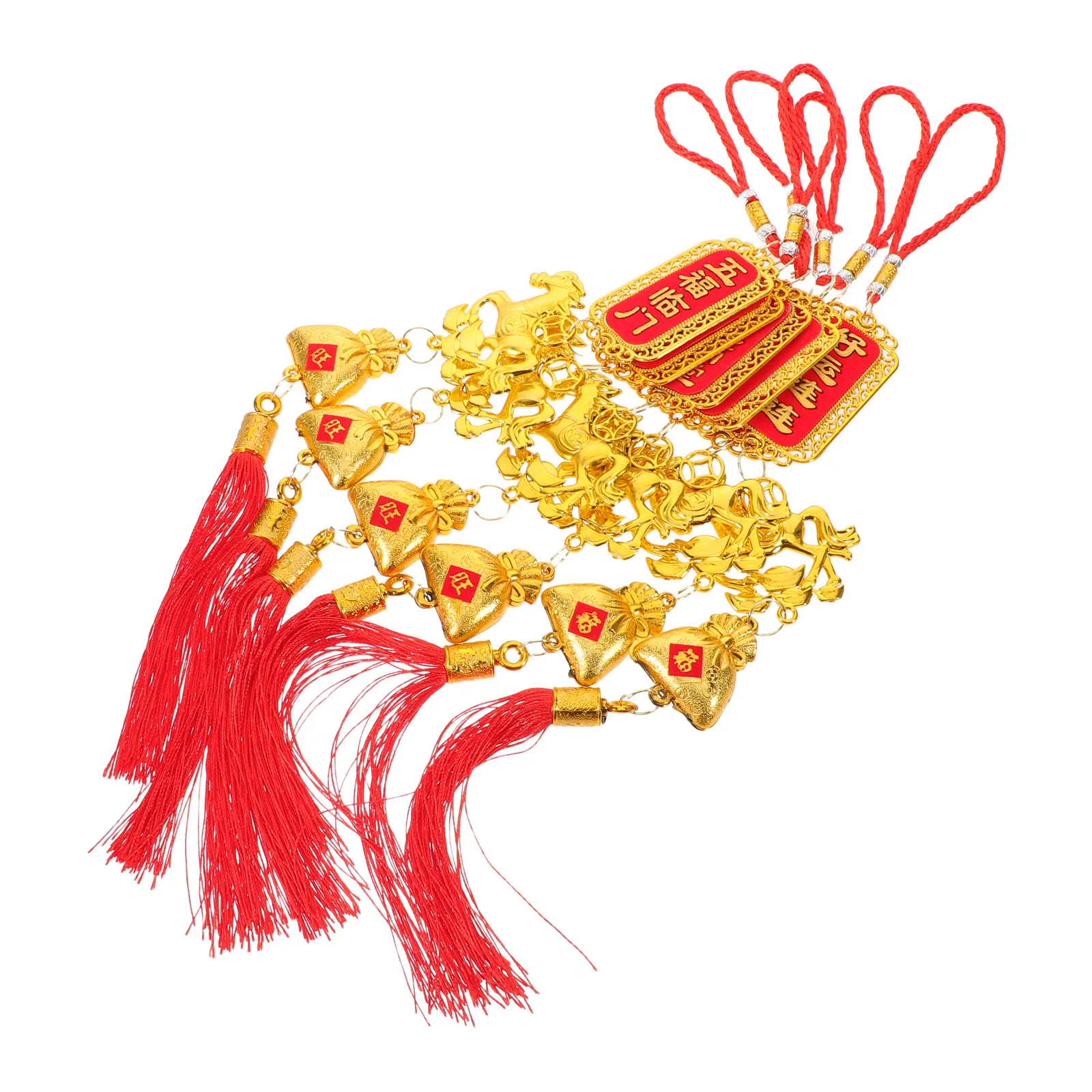 6pcs 2026 Horse Year Pendant Red Tassel Hanging Decor For Lunar New Year Money Tree Bonsai Chinese Zodiac Ornament Festival Luck