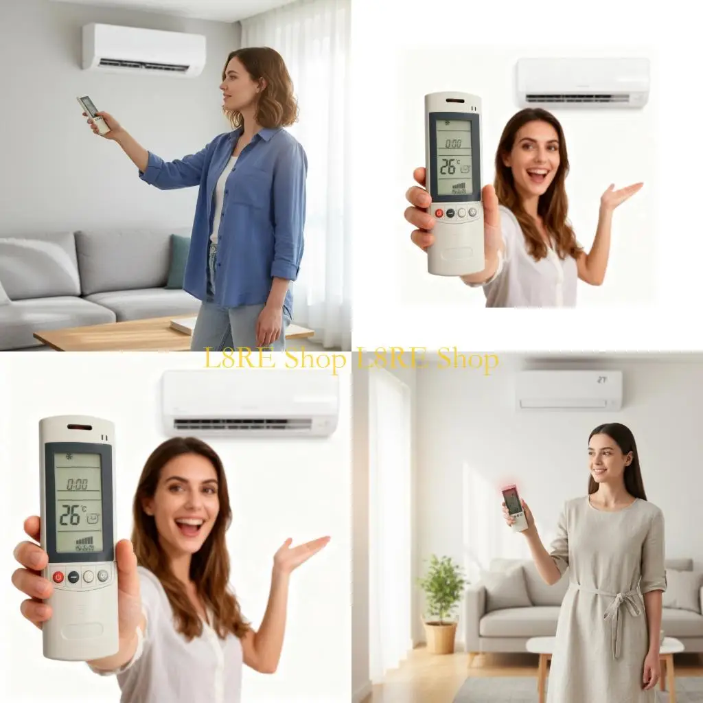 L8RE Remote Control Replacement Controller Plastic Texture for Air Conditioning Featuring Easy Setups and Ergonomic Design