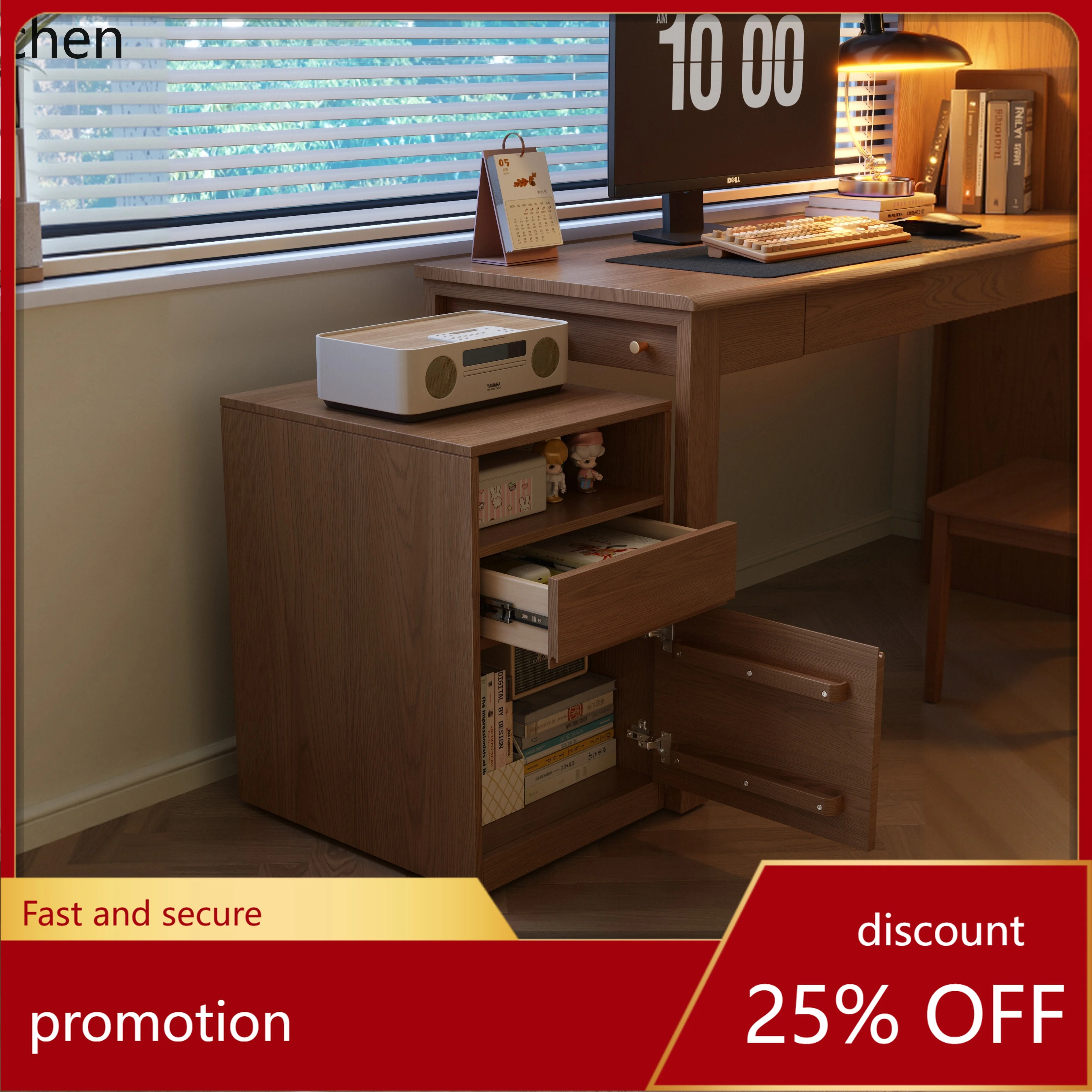 

ZML Solid Wood Bookcase Multi-Functional Under Desk Cabinet Living Room Home Desk Storage Cabinet