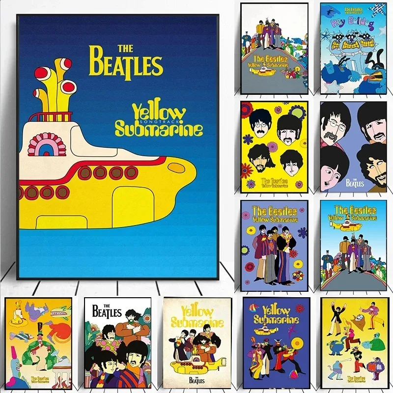 Cartoon Band Figure Posters Prints Funny The-Beatle Canvas Paintings Print Pop Art Wall Picture for Home Bedroom Decoration