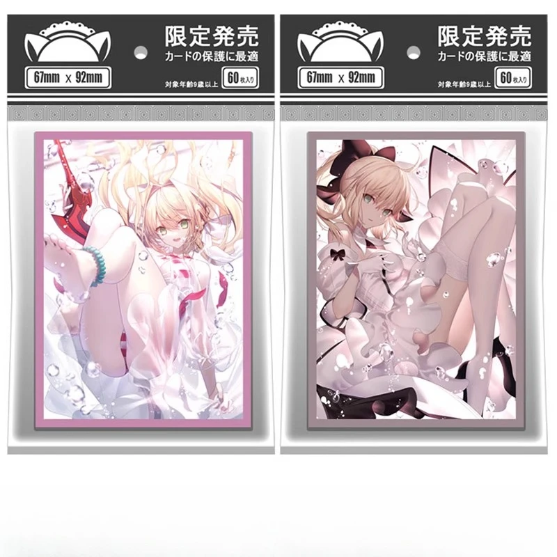 60 uds Anime FATE FGO Lily & Nero figuras fundas para tarjetas juego de mesa DTCG PTCG tarjetas comerciales brillo funda protectora