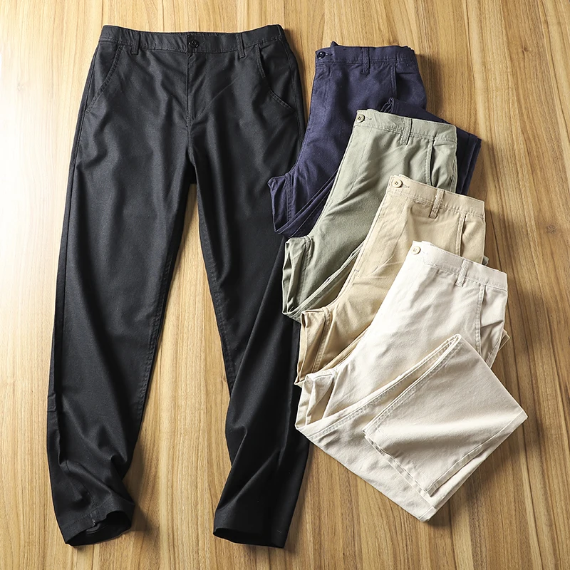 Excellently Comfortable Men's Spring Summer Thin Casual Pants Commute Mixed Cotton Linen Loose Fit Straight Leg Trousers