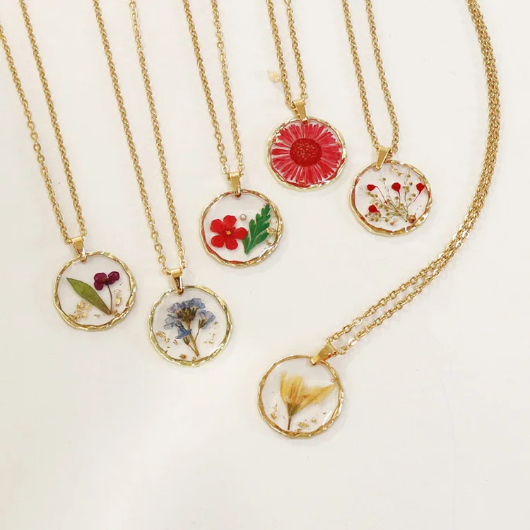 Necklace Preserved Real Flower Irregular Pendant Vintage Women Natural Lightweight Daily Party Travel Gift Wholesale
