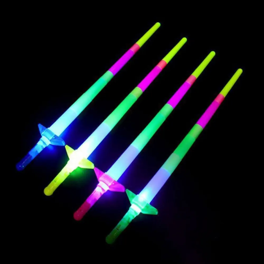 1Pc New Rainbow Laser Sword Extendable Light Up Toys Flashing Wands Led Sticks Children Party Luminous Toys Holiday DIY Decor